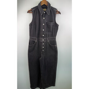 Levi's Women Standard Fit Front Buttons Sleeveless Denim Jumpsuit Black L NWT